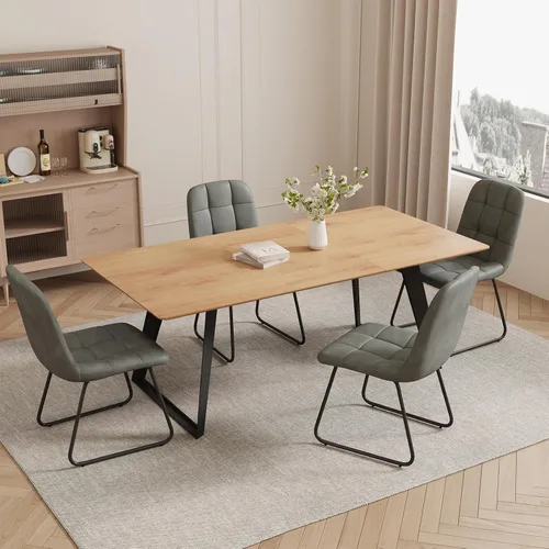Miniatura 10 de ZckyCine Mesa de Comedor Moderna de Mediados de Siglo y Sillas para 4 Rectangular de Madera Expandible que Ahorra Espacio Multifuncional Marrón