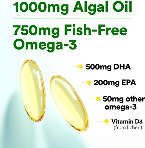 Miniatura 6 de LABO Nutrition OmaxPure - Aceite de algas veganas Omega-3 de 750 mg, suplemento de omega-3 EPA y DHA a base de plantas para la salud del corazón