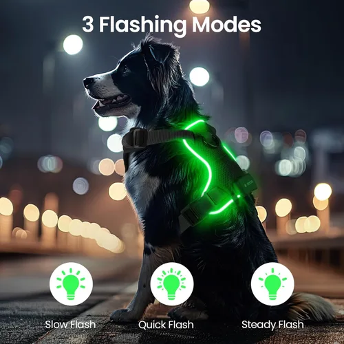 Miniatura 2 de Arnés con luz para perro, arnés reflectante para mascotas, recargable, arnés de chaleco LED para pasear por la noche, chaleco de seguridad ajustable
