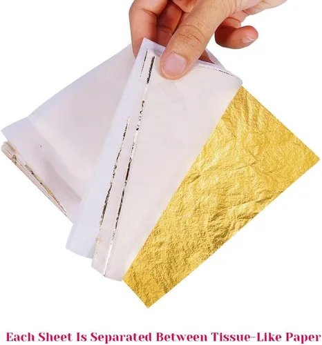 Miniatura 3 de Hoja de Pan de Oro para Resina, Paxcoo 300 Hojas Copos de Oro para Resina Lámina de Uñas para Resina Fabricación de Joyas Slime, Arte de Uñas, Dorado