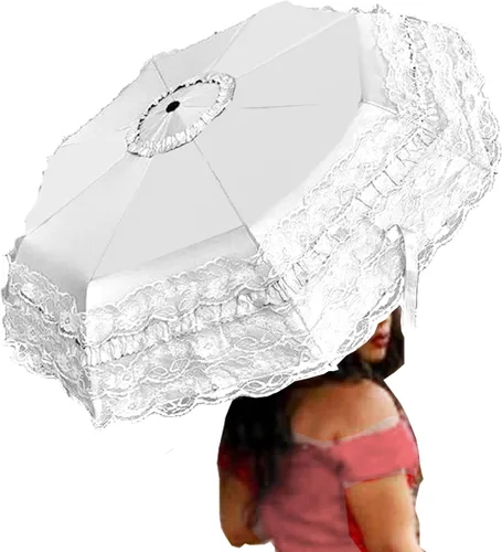 Miniatura 31 de WENDIN Sombrilla de encaje plegable vintage Paraguas gótico lluvia Anti-UV protección de encaje parasol cúpula Foto Props niñas sombrilla paraguas