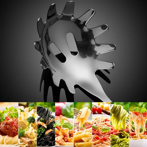 Miniatura 5 de Cabilock Servidor de cuchara de espagueti de acero inoxidable con mango cómodo, práctica cuchara de servir de fideos para albóndigas de pasta y más