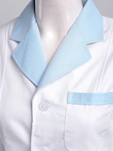 Miniatura 5 de Yeahdor Abrigo de laboratorio profesional para mujer, solapa, manga larga, médico, enfermera, uniforme de estudiante, ropa de trabajo