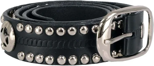 Miniatura 4 de Milwaukee Leather MP7131 Cinturón de motociclista de cuero negro con tachuelas cromadas con emblema de estrella, hebilla intercambiable, 1.5