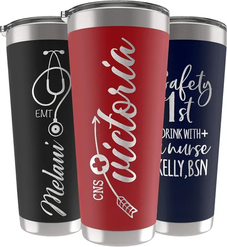 Miniatura 21 de Vaso de enfermera personalizado de 20 onzas con tapa, ejército, grabado con láser, regalos de agradecimiento para enfermeras, regalos de graduación