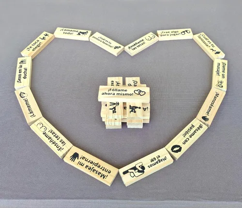 Miniatura 5 de Juego de torre de bloques en español para parejas de adultos, juego de apilamiento y derribo en la recámara, divertido deporte de mesa para amantes