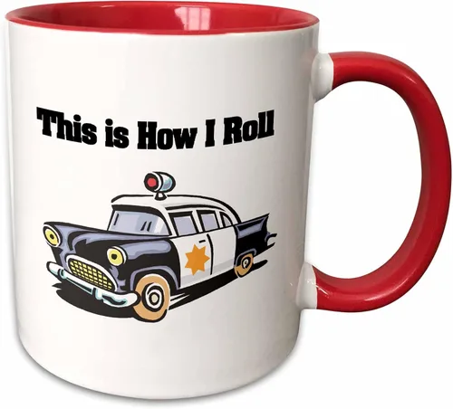 Miniatura 9 de 3dRose This Is How I Roll Police Cop Car 15oz Two-Tone Black Mug