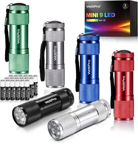 WdtPro Mini linternas LED, linterna superbrillante con cordón, colores surtidos, la mejor luz de linterna Tac para niños, lectura nocturna, cortes