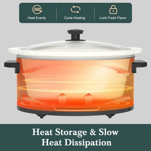 Miniatura 3 de HOMECOOKIN Olla de cocción lenta programable de 8 cuartos con temporizador y función mantener caliente - Pequeño electrodoméstico de cocina