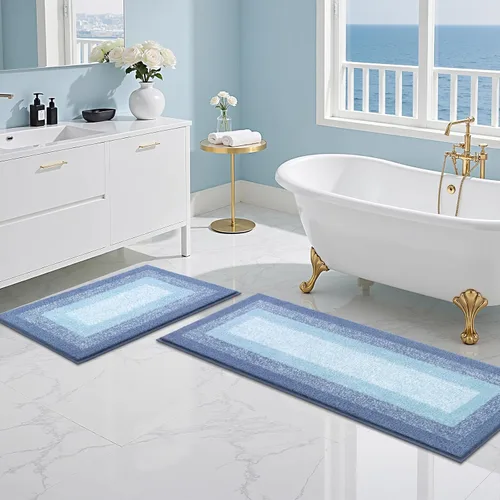 Miniatura 29 de Juegos de alfombras de baño de 3 piezas, alfombras de baño antideslizantes absorbentes, alfombras de baño de felpa extra suaves y esponjosas