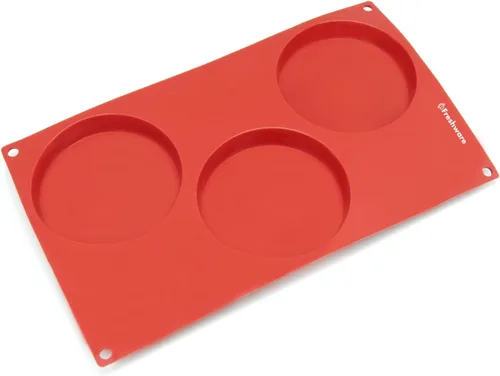 Miniatura 2 de Molde de silicona para pastel con 3 espacios circulares y molde para hornear, de Freshware, Mediano, S, Rojo