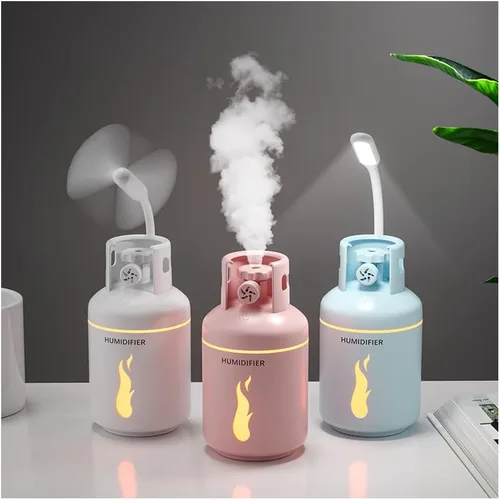 Miniatura 3 de TTPP Humidificador 3 en 1 con luz nocturna pequeño ventilador 10.1 fl oz portátil mini coche USB humidificador para el hogar coche dormitorio Azul