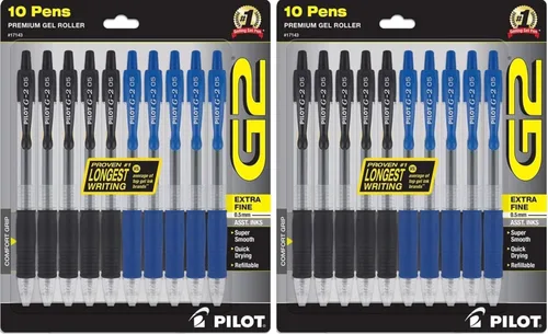 Miniatura 6 de PILOT G2 - Bolígrafos de gel de alta calidad, punta extrafina de 0.020 in, bolígrafos recargables y retráctiles, 5 negros y 5 azules, paquete de 10