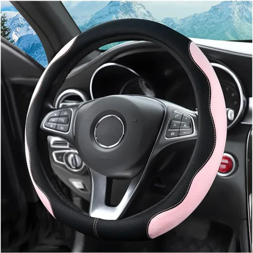 Miniatura 9 de zipelo Funda para volante de automóvil de 14.5"-15", protector de rueda interior de automóvil con cuero forrado antideslizante duradero, suave