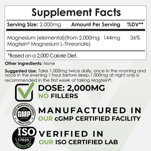 Miniatura 2 de Nootropics Depot Magtein Magnesio L-treonato en polvo 4.23 oz Suplemento mineral, natural Apoya la función mitocondrial, función cognitiva