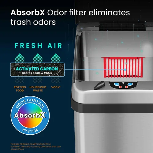 Miniatura 4 de iTouchless Cubo de basura de cocina con sensor de 13 galones con tapa, adaptador de CA y filtro de olor, cubo de basura platino de edición limitada