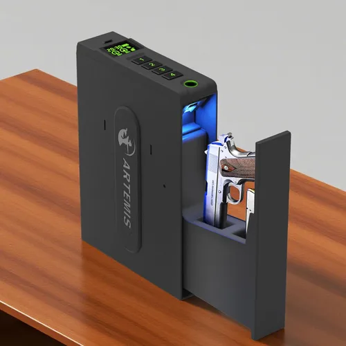 Miniatura 7 de Caja fuerte biométrica deslizante para pistolas para hogar, mesita de noche, guardarropa, junto a la cama, camión, caja fuerte Artemis con puerta