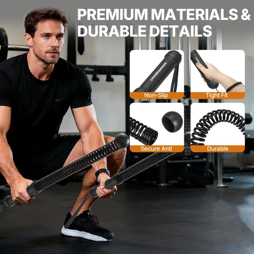 Miniatura 6 de Power GUIDENCE - 2 cuerdas de batalla sin cuerda para gimnasio en casa, cuerdas de batalla portátiles para entrenamientos HIIT, espacio pequeño
