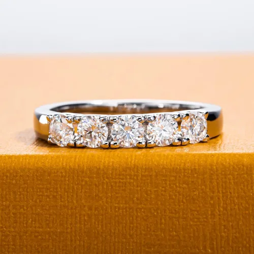 Miniatura 2 de Anillos de eternidad de moissanita, anillos de boda, color D, claridad VVS1, redondo, corte brillante, plata de ley 925, 56 piedras, anillos