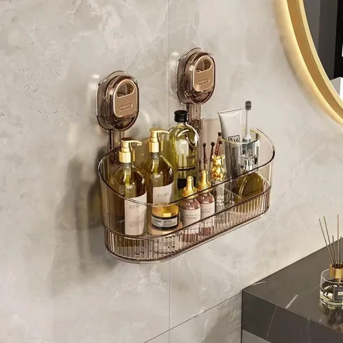 Miniatura 3 de Organizador de ducha de baño transparente, estante de almacenamiento de montaje en pared con ventosas, estante de almacenamiento de baño 12.7 x 4.5