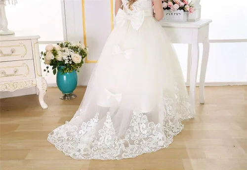 Miniatura 5 de Bow Dream Vestido largo de princesa para niñas, vestido de baile de graduación, vestido de tul