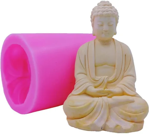 Miniatura 4 de Molde de silicona para velas de Buda de gran tamaño, para hacer velas artesanales, moldes de resina decorada, estatua de cemento de yeso, moldes