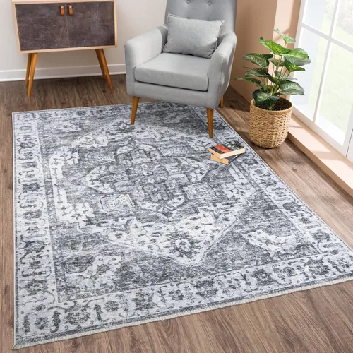 Miniatura 11 de Bloom Rugs Alfombra lavable antideslizante de 2 x 3 pies, color azul/verde/mandarina, alfombra tradicional oriental para sala de estar, dormitorio