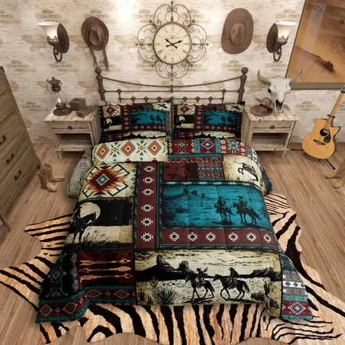 Miniatura 53 de Feelyou, juego de ropa de cama estilo vaquero tamaño individual para niños, juego de edredón occidental para niños y niñas, desierto del lejano