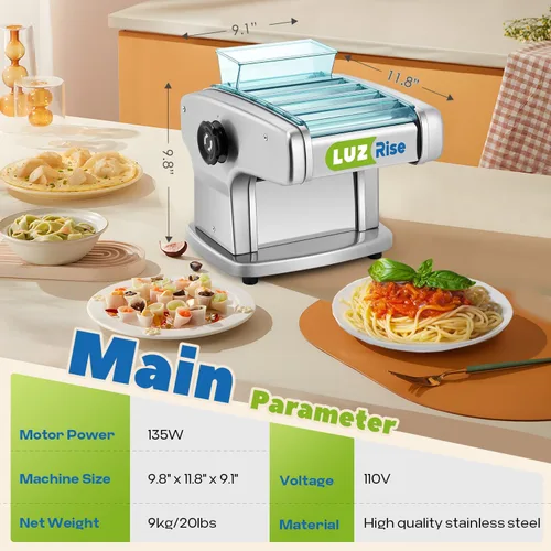 Miniatura 4 de Máquina automática para hacer pasta eléctrica, rodillo de masa de pasta fresca, acero inoxidable