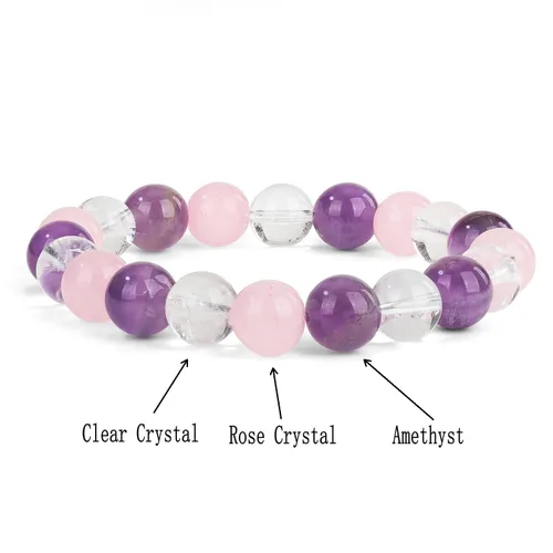 Miniatura 34 de Crystal Vibe Triple Protection Bracelet - 10mm Bead Bracelet for women men With Natural Stones of Tiger Eye Hematite and Black Obsidian - Healing