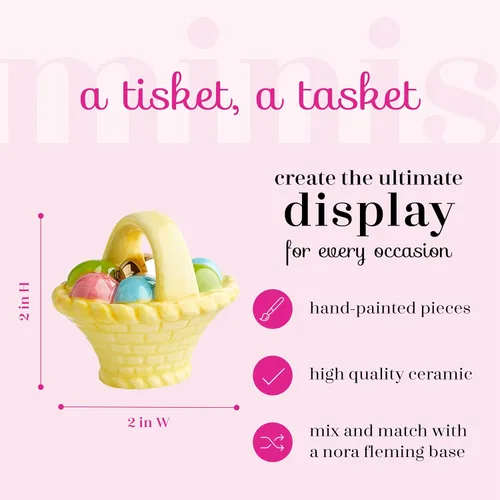 Miniatura 2 de Nora Fleming A Tisket, A Tasket (cesta con huevos) A214 - Decoración navideña de cerámica pintada a mano - Minis de primavera para el hogar