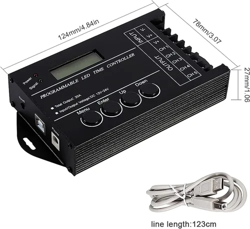 Miniatura 2 de Jeffergarden Multi funcional DC12 24V centralina tc420 tc420 20A programable LED controlador de tiempo 5 canales color ajustable con CD cable USB