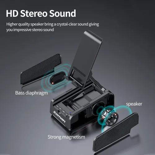 Miniatura 3 de JTEMAN Soporte para teléfono celular con altavoz Bluetooth, soporte para gadgets de cocina de escritorio con altavoz, regalos de cumpleaños