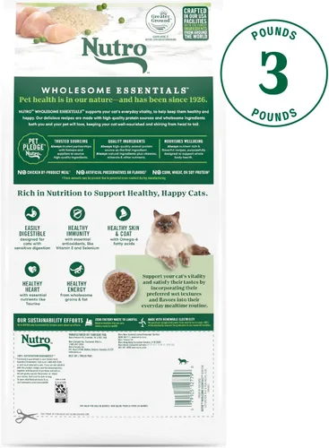 Miniatura 2 de Nutro Wholesome Essentials - Alimento seco natural para gatos, receta de estómago, pollo, arroz y guisantes, croqueta para gatos, bolsa de 3 libras