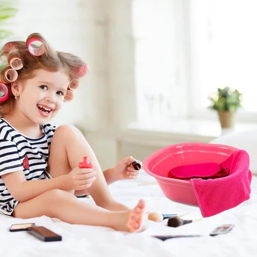 Miniatura 5 de Kit de spa de pies para niñas, suministros de fiesta de spa para niñas con 12 piezas de bañera de pies y 12 toallas de mano rosas y 12 máscaras