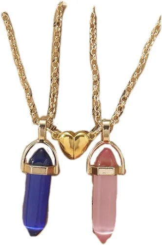 Miniatura 6 de Collar magnético de corazón dividido a juego para parejas, colgante de atracción mutua de cristal, regalo de joyería de amistad para mejores amigos