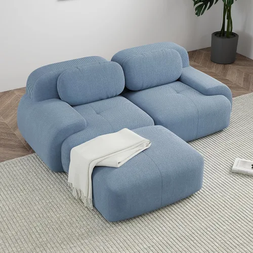 Miniatura 37 de Sofá modular sin hueso de 117 pulgadas, sofá modular en forma de L para sala de estar, sofá comprimido con asiento profundo, sofá nube de pana