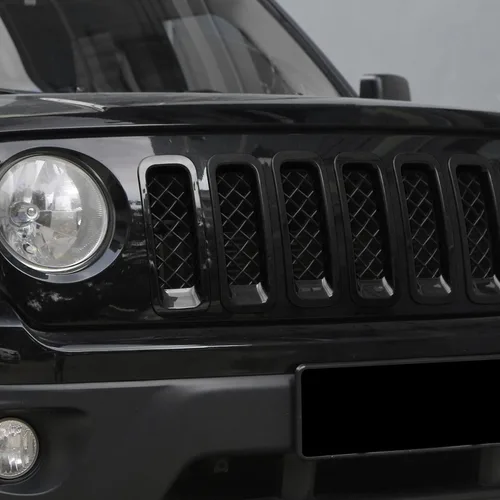 Miniatura 6 de 7 piezas de insertos de parrilla delantera con cubierta de rejilla para Jeep Patriot 2011-2016 (negro)