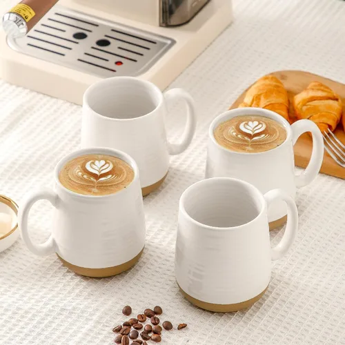 Miniatura 2 de Juego de tazas de café de cerámica grandes - 15 oz tazas de café con mango de porcelana, juego de 4 con mango, perfectas para capuchino, té, moca