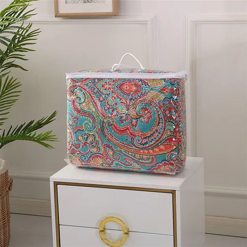 Miniatura 6 de Newrara Jacquard estilo algodón 3 piezas patchwork colcha Boho edredón juegos Queen (rojo)