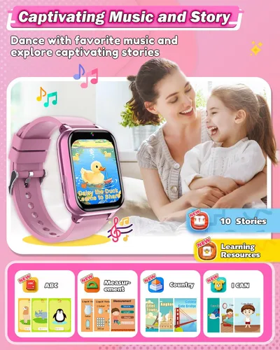 Miniatura 6 de Sueseip Relojes inteligentes para niños, juguetes para niñas de 6 a 8 años, pantalla táctil HD, cámaras duales, reloj para niñas de 8 a 10 años
