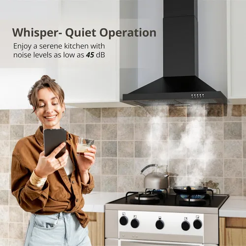 Miniatura 7 de FIREGAS Campana Extractora de 24 pulgadas Tipo Montaje en Pared con Conducto/Sin Conducto Convertible, 450 CFM Acero Inoxidable Campana de Cocina