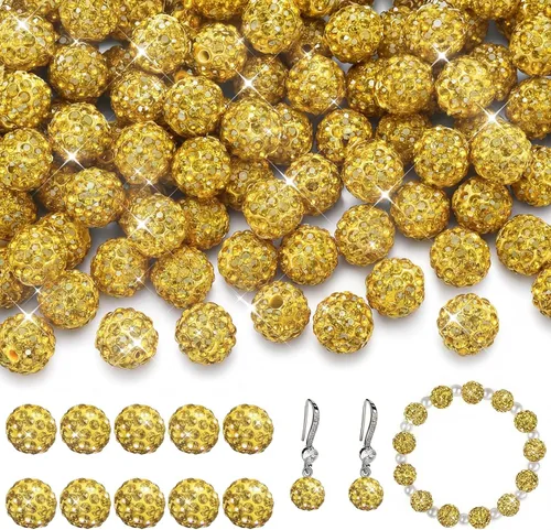 Miniatura 14 de Hicarer 120 cuentas de diamantes de imitación para pulseras, fabricación de bolígrafos de 0.394 pulgadas (0.394 in) de cristal brillante, arcilla