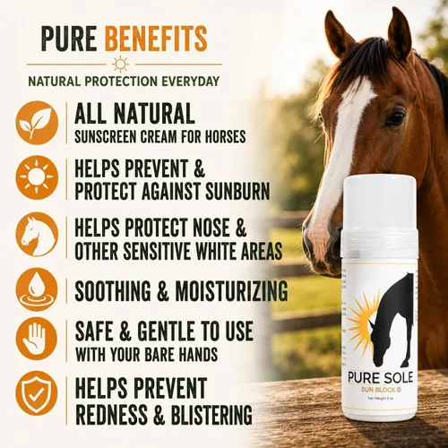 Miniatura 2 de Protector solar para caballos – Pure Sole Sun Block Cream Protege la piel rosa sensible del sol, quemaduras de viento y deslumbramiento de nieve