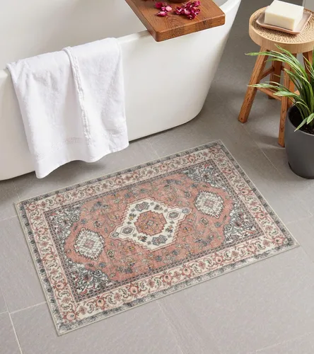 Miniatura 14 de Seavish Alfombra de baño bohemia, vintage, envejecida, absorbente, pequeña, antideslizante, lavable, para fregadero, ducha, tocador, suave, cómoda