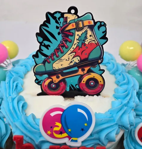 Miniatura 2 de Juego de decoración para pastel de cumpleaños de 7 piezas con temática de patines