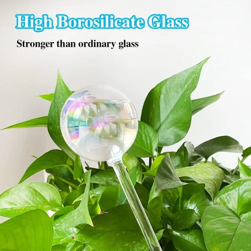 Miniatura 3 de Pynqdfu 2 globos de riego de plantas, dispositivos de riego de vidrio degradado de arco iris, accesorios de plantas de riego automático