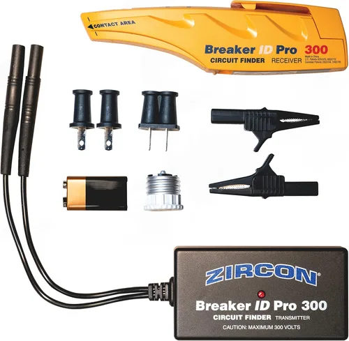Zircon Breaker ID Pro 300 - Kit de buscador de disyuntores eléctricos, transmisor, receptor y adaptadores para sistemas de 120 V/240 V, uso