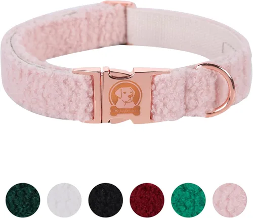 Miniatura 5 de MR. CHUBBYFACE - Collar para perro de forro polar burdeos, collar de forro polar navideño para mascotas con hebilla de metal, collares ajustables