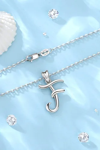 Miniatura 206 de EUDORA Collares de plata esterlina con inicial para mujer, regalos clásicos de 26 letras sin cuello para niñas, hermana, madre hija, cadena de 18